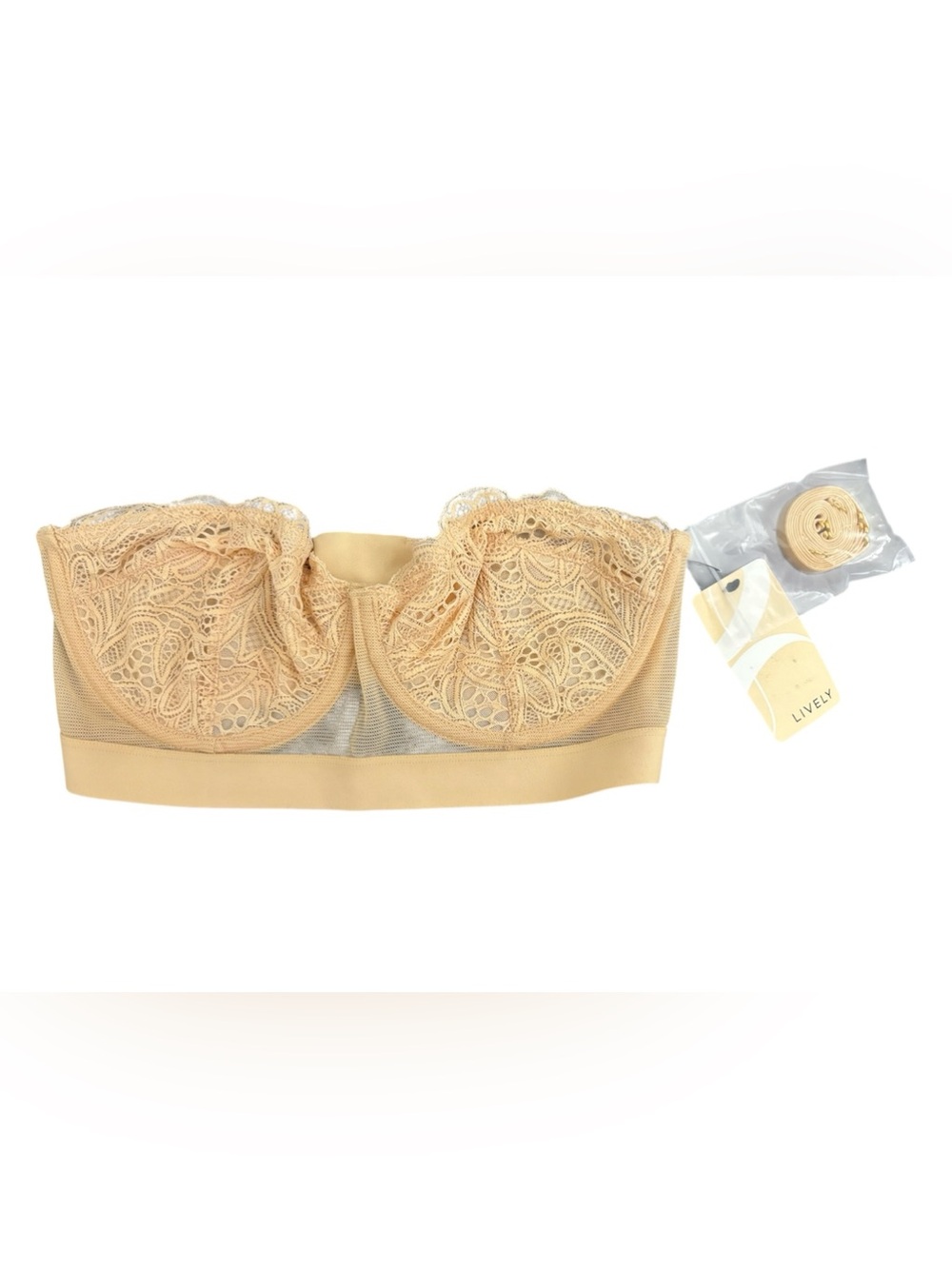 NWT Lively - Lace Strapless Bra - Toasted Almond - Size 32D